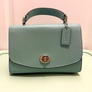 Coach | Turquoise Pebbled Leather Flap Front Crossbody